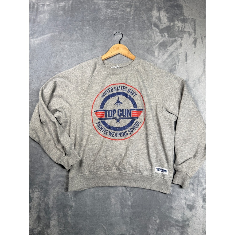 Top Gun Sweatshirt Mens Small Gray United States Navy Fighter Weapons School